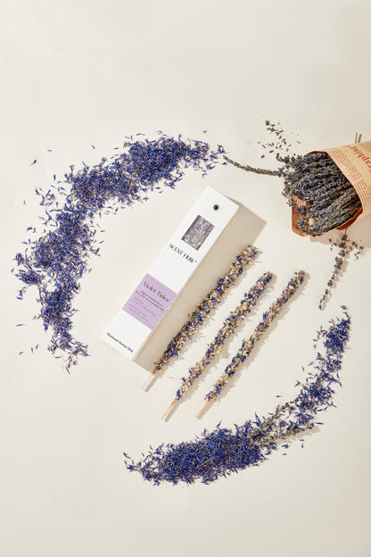 Lavender cleansing incense to remove negative energy and purify a sacred space.	