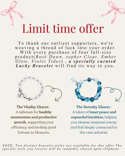 Closeup of the beautiful lucky crystal bracelet, a free gift with our full-size incense purchase