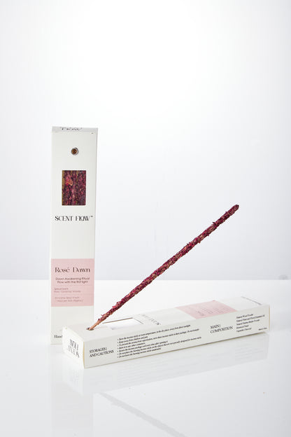 All-in-one with incense holder packaging for rose thick incense sticks, ready for gifting, convenience to use.