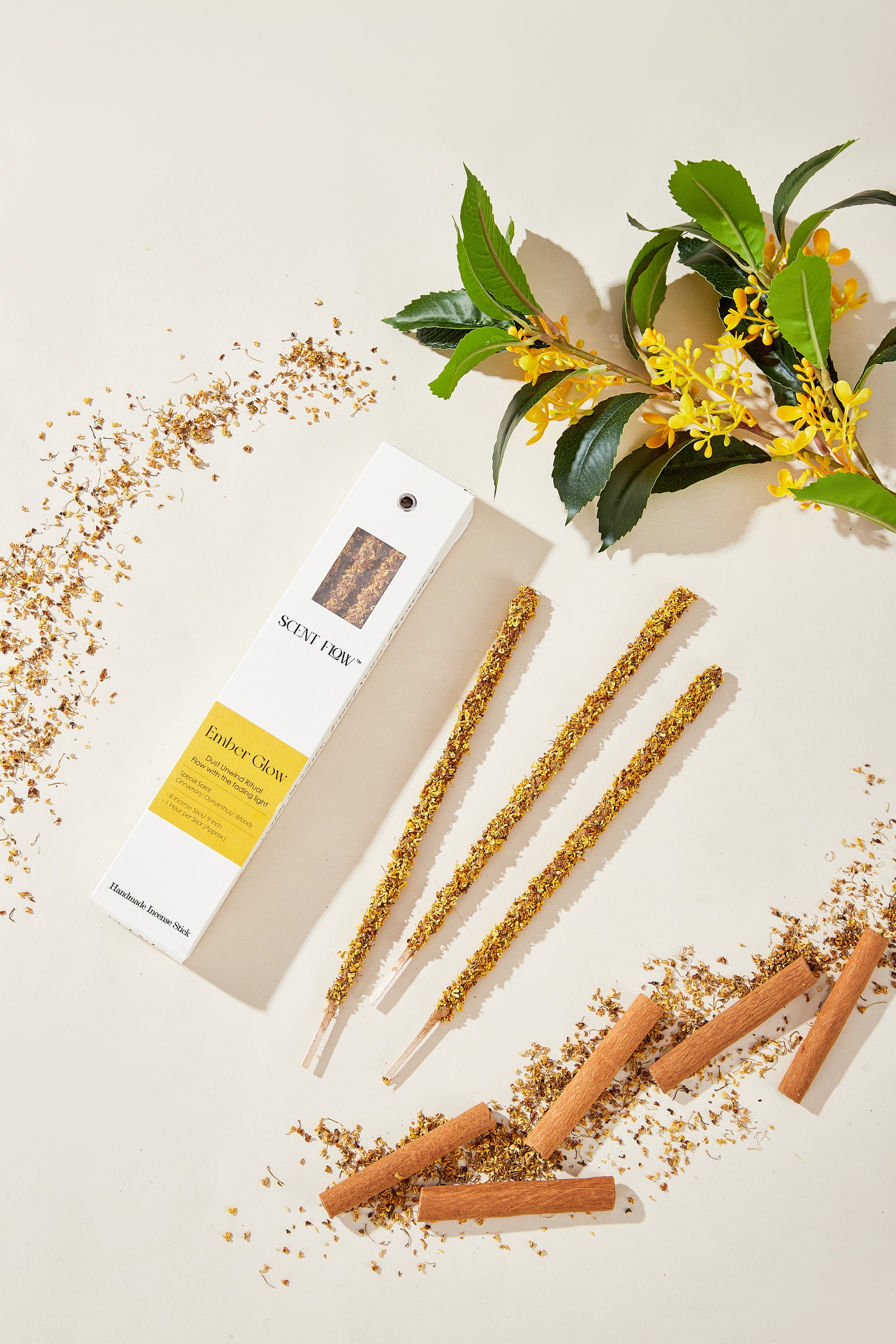 Spicy cinnamon aromatherapy incense creating a warm, inviting ambience for home prosperity.