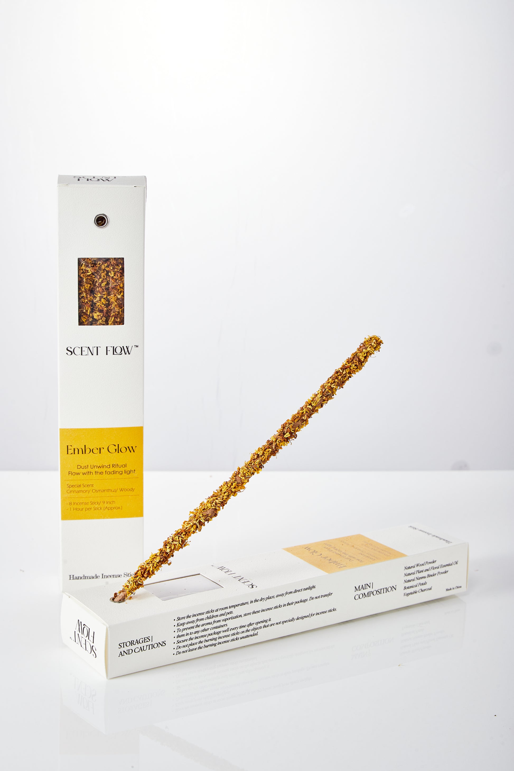 Innovative all-in-one incense stick box with an integrated burner for convenience.